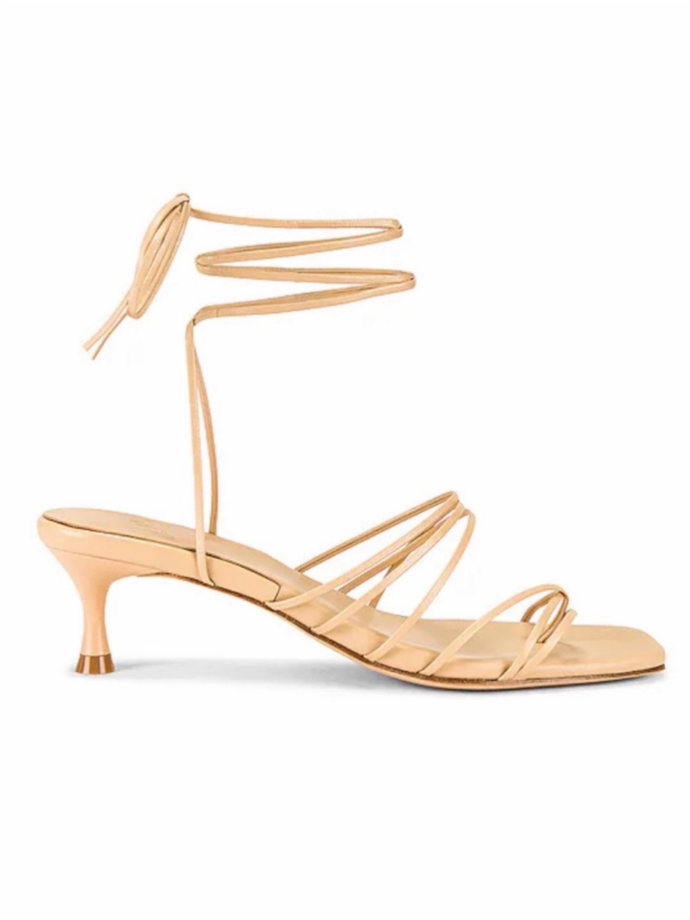 LPA Lucia Heel in Nude, Ankle-Tie Strappy Kitten Heel Sandal in Nude, size 6